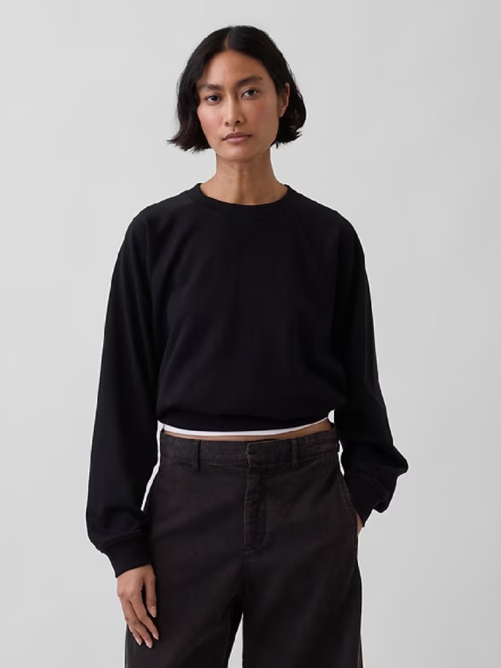 NWOT! Gap Black VintageSoft Terry Raglan Sweatshirt (XS)